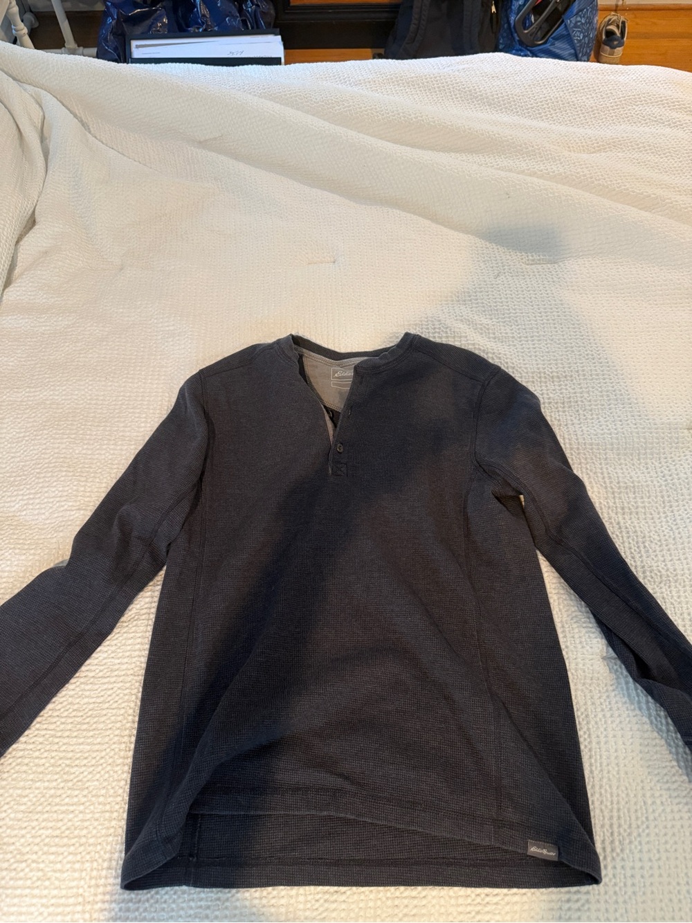 Eddie Bauer Charcoal Gray Henley Thermal